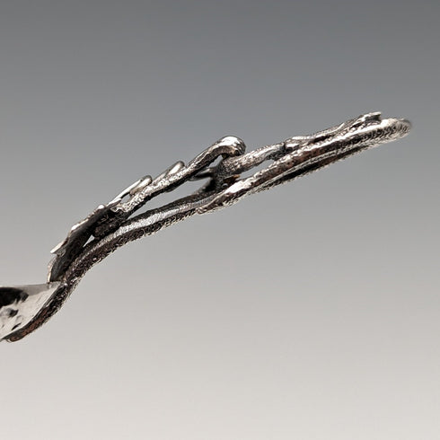 1880 British Antique Sterling Silver Tea Caddy Spoon with Grape Decoration